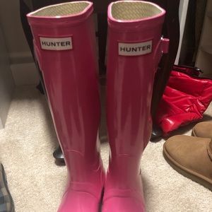 pink hunter rain boots